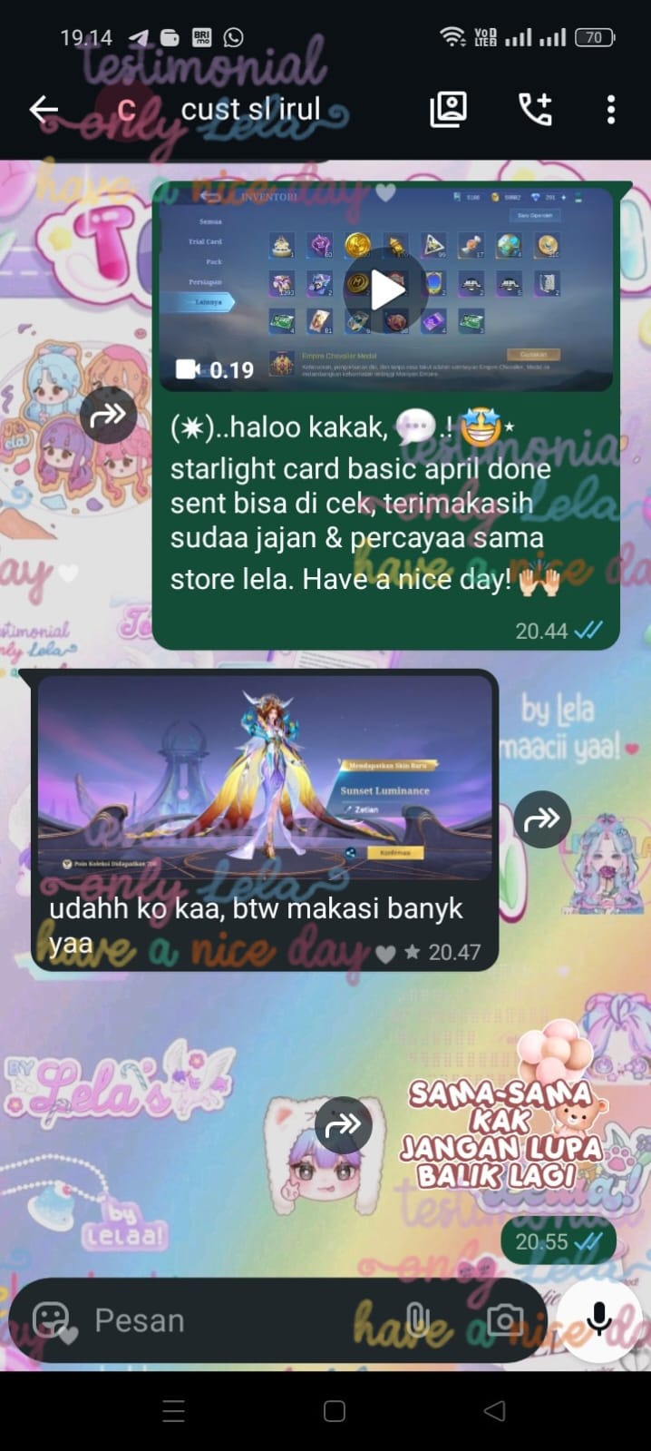 Testimoni chat WA pembeli 5